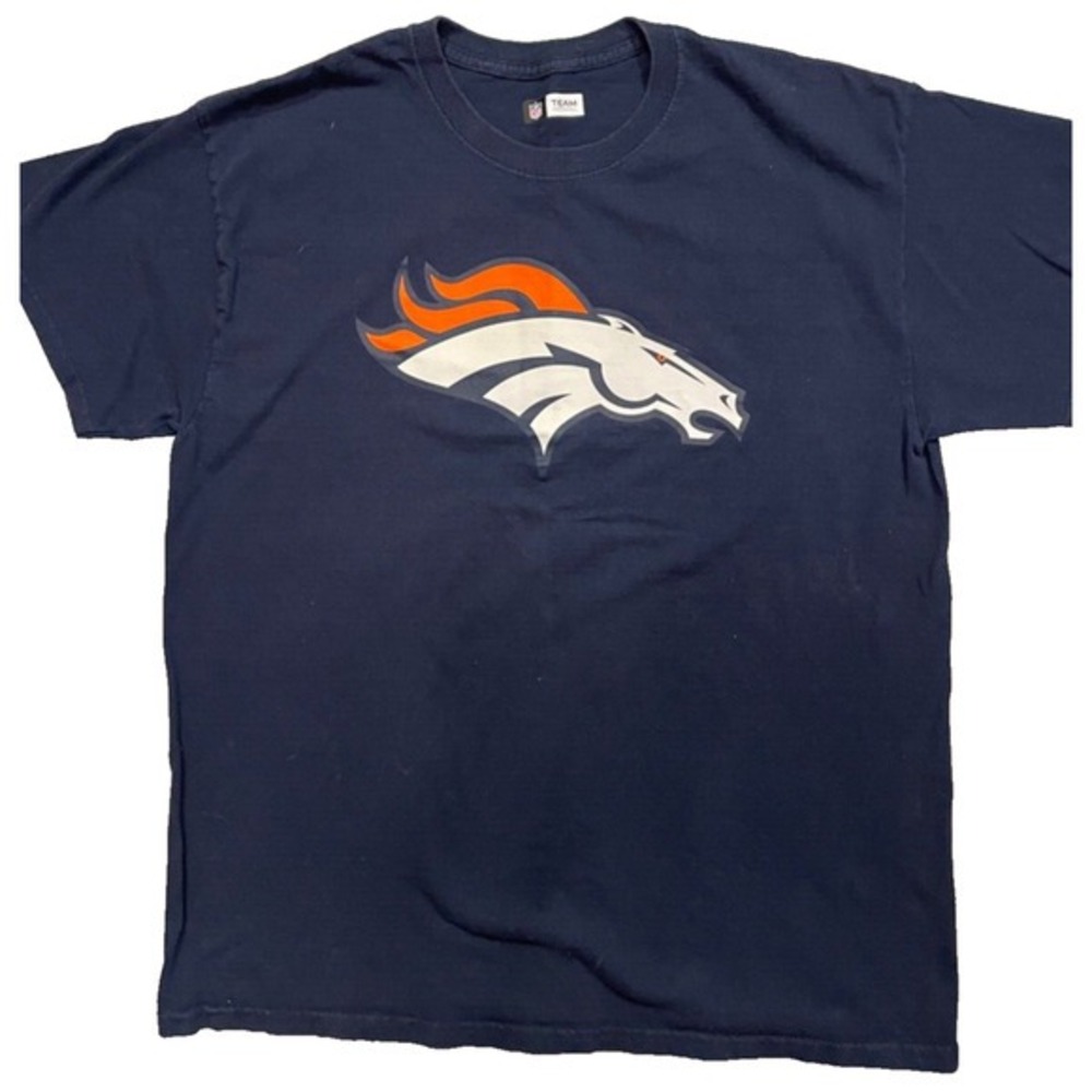 Denver Broncos Mens Large Navy NFL Team Apparel Graphic Tee Shirt